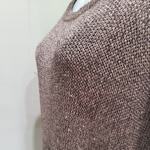 525 AMERICA Weave Brown Gold Tint PullOver SWEATER - Picture 4 of 12
